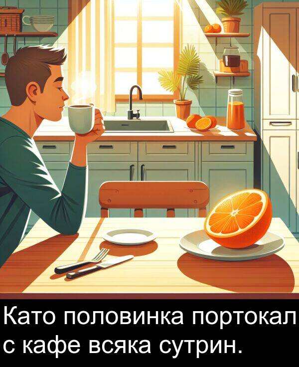 сутрин: Като половинка портокал с кафе всяка сутрин.