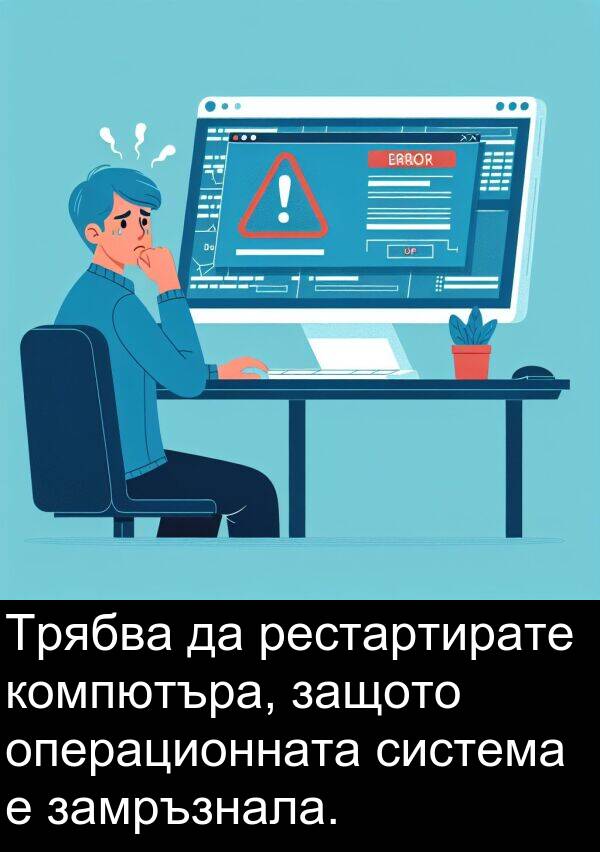 защото: Трябва да рестартирате компютъра, защото операционната система е замръзнала.