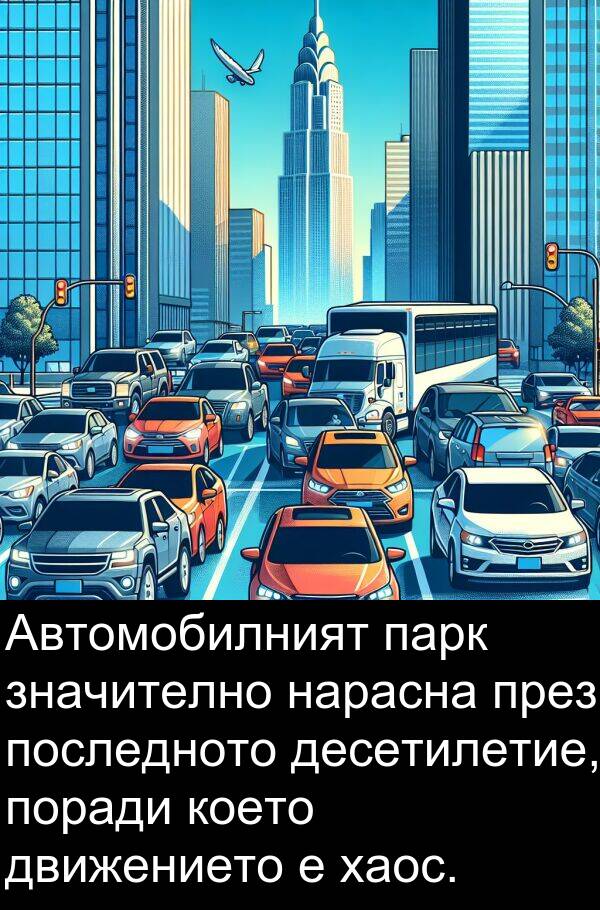 десетилетие: Автомобилният парк значително нарасна през последното десетилетие, поради което движението е хаос.