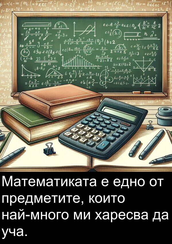 едно: Математиката е едно от предметите, които най-много ми харесва да уча.