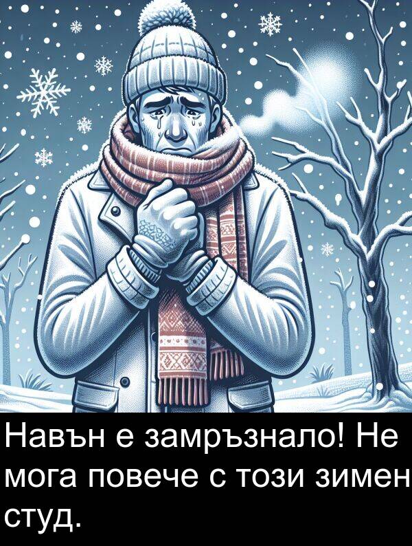 мога: Навън е замръзнало! Не мога повече с този зимен студ.
