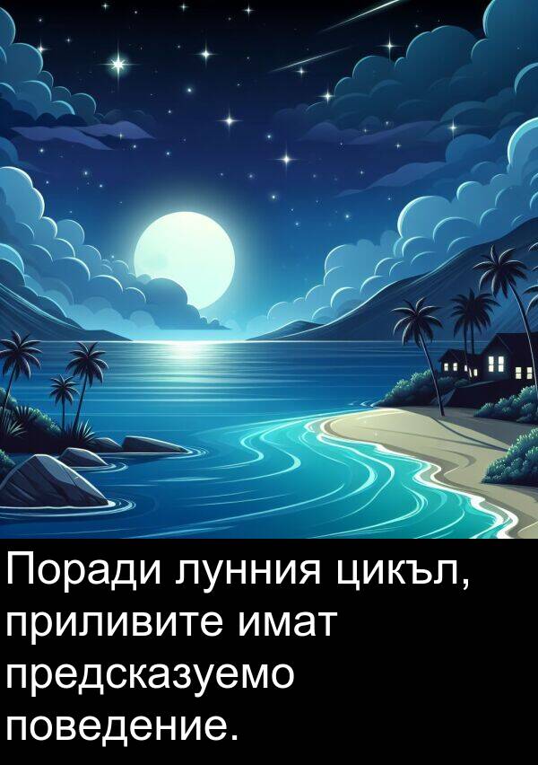 цикъл: Поради лунния цикъл, приливите имат предсказуемо поведение.
