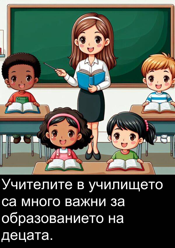 образованието: Учителите в училището са много важни за образованието на децата.