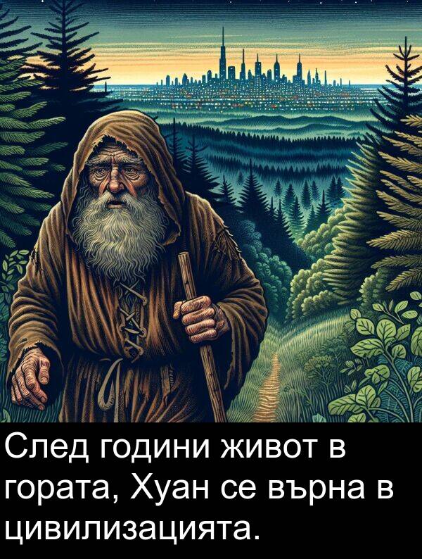 цивилизацията: След години живот в гората, Хуан се върна в цивилизацията.