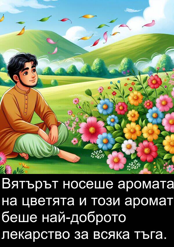 тъга: Вятърът носеше аромата на цветята и този аромат беше най-доброто лекарство за всяка тъга.