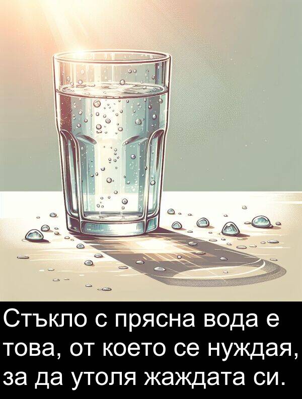 прясна: Стъкло с прясна вода е това, от което се нуждая, за да утоля жаждата си.