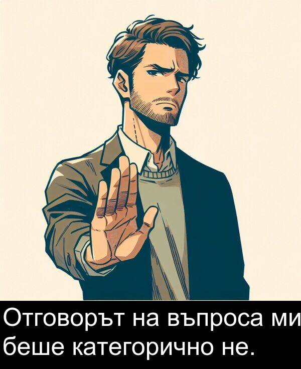 не: Отговорът на въпроса ми беше категорично не.