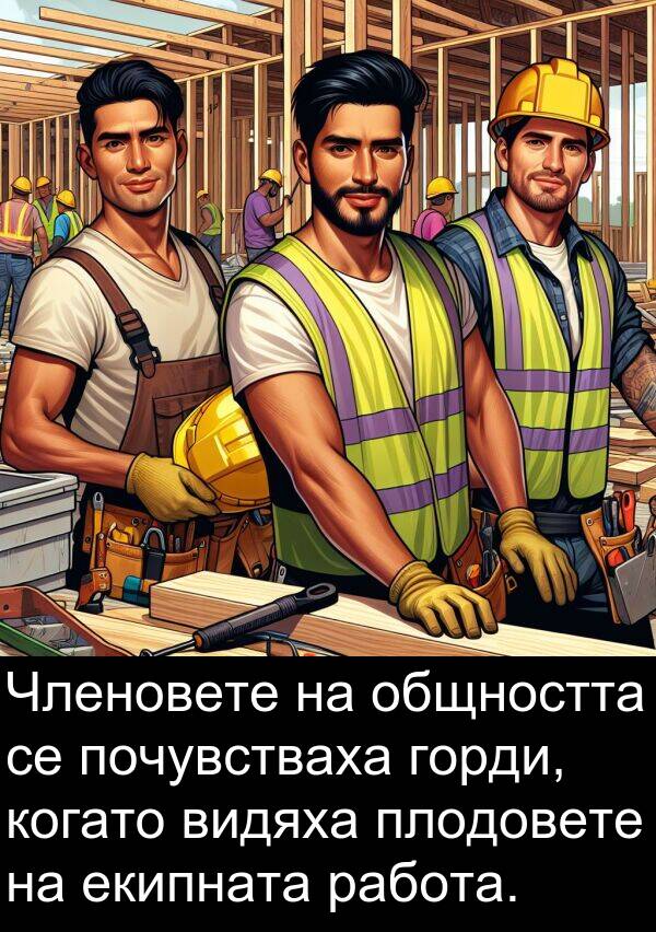 работа: Членовете на общността се почувстваха горди, когато видяха плодовете на екипната работа.