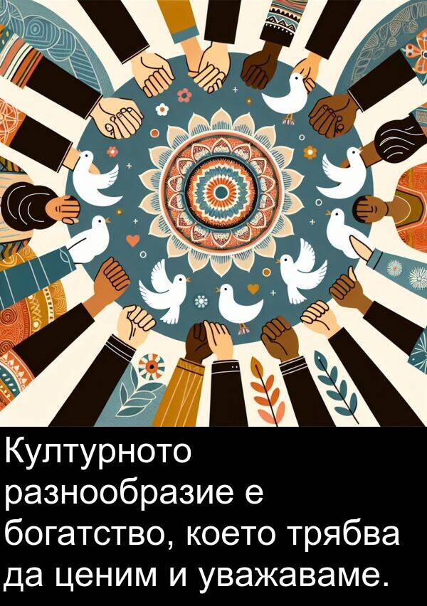богатство: Културното разнообразие е богатство, което трябва да ценим и уважаваме.