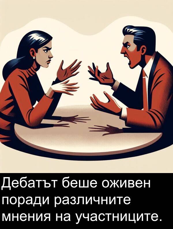 мнения: Дебатът беше оживен поради различните мнения на участниците.