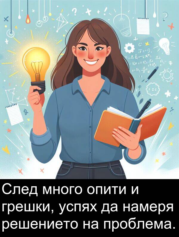 опити: След много опити и грешки, успях да намеря решението на проблема.