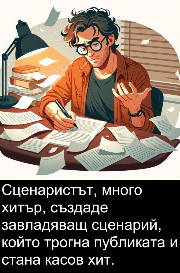 стана: Сценаристът, много хитър, създаде завладяващ сценарий, който трогна публиката и стана касов хит.