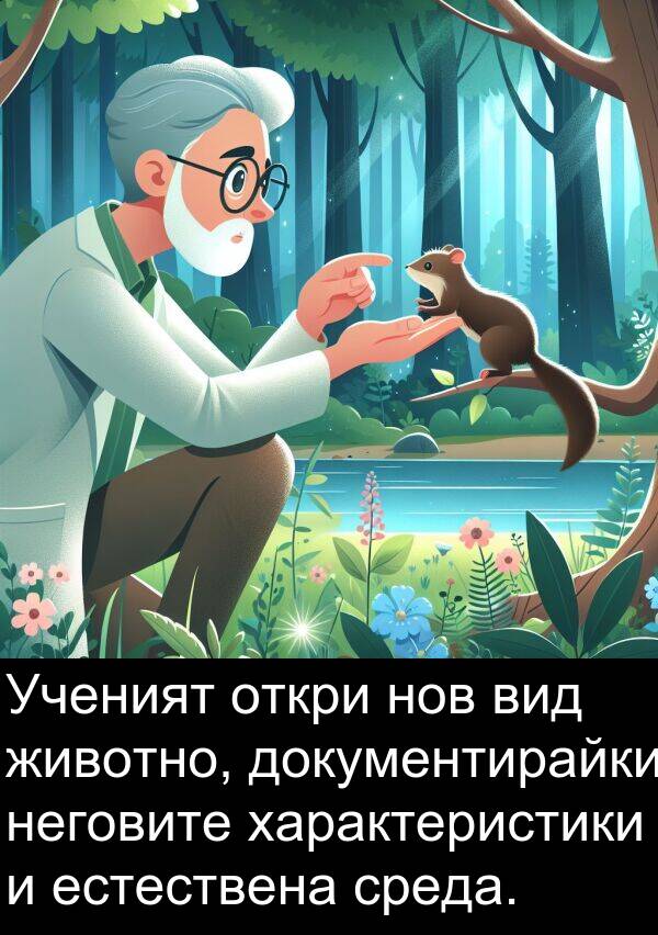 характеристики: Ученият откри нов вид животно, документирайки неговите характеристики и естествена среда.