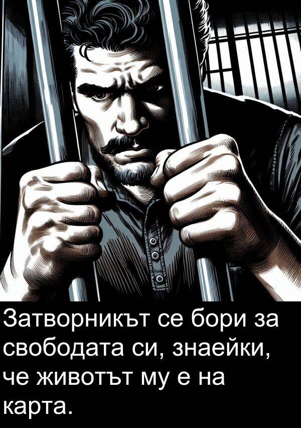 бори: Затворникът се бори за свободата си, знаейки, че животът му е на карта.