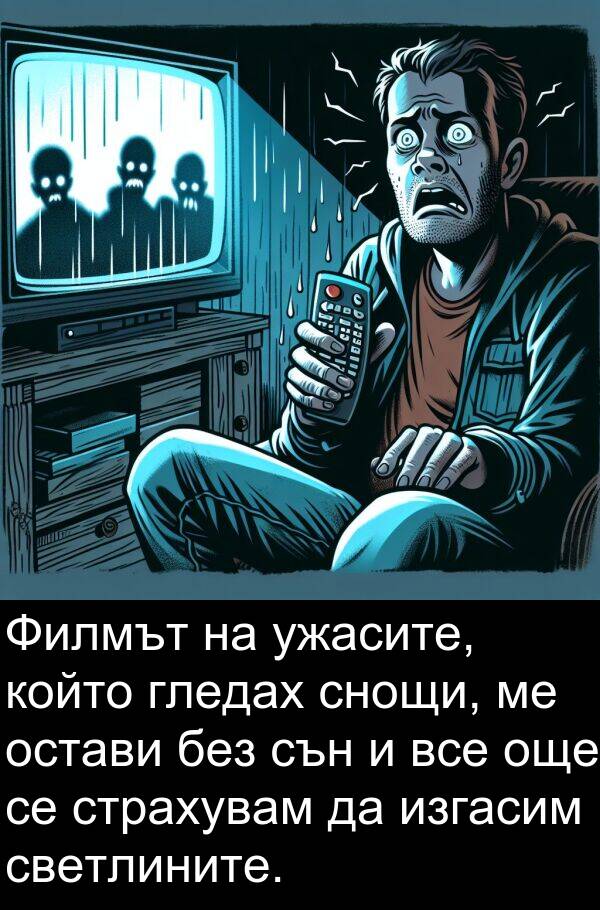 сън: Филмът на ужасите, който гледах снощи, ме остави без сън и все още се страхувам да изгасим светлините.