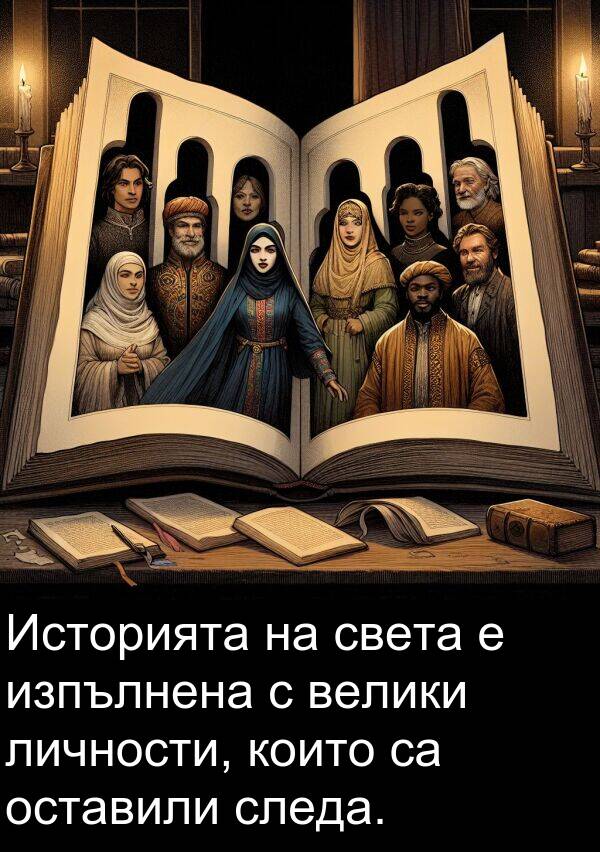 следа: Историята на света е изпълнена с велики личности, които са оставили следа.