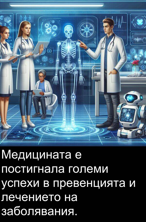 заболявания: Медицината е постигнала големи успехи в превенцията и лечението на заболявания.