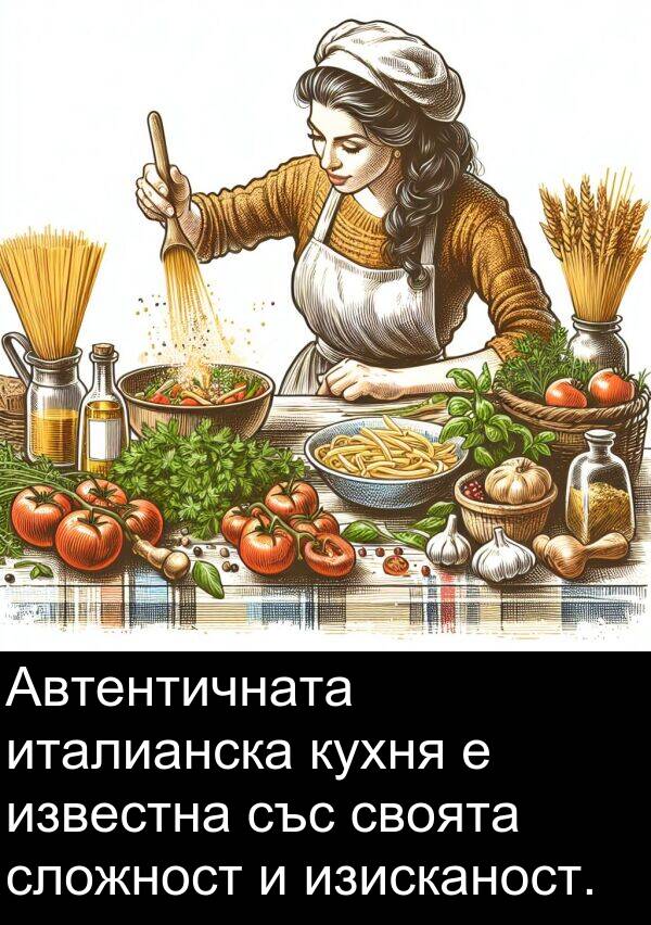своята: Автентичната италианска кухня е известна със своята сложност и изисканост.
