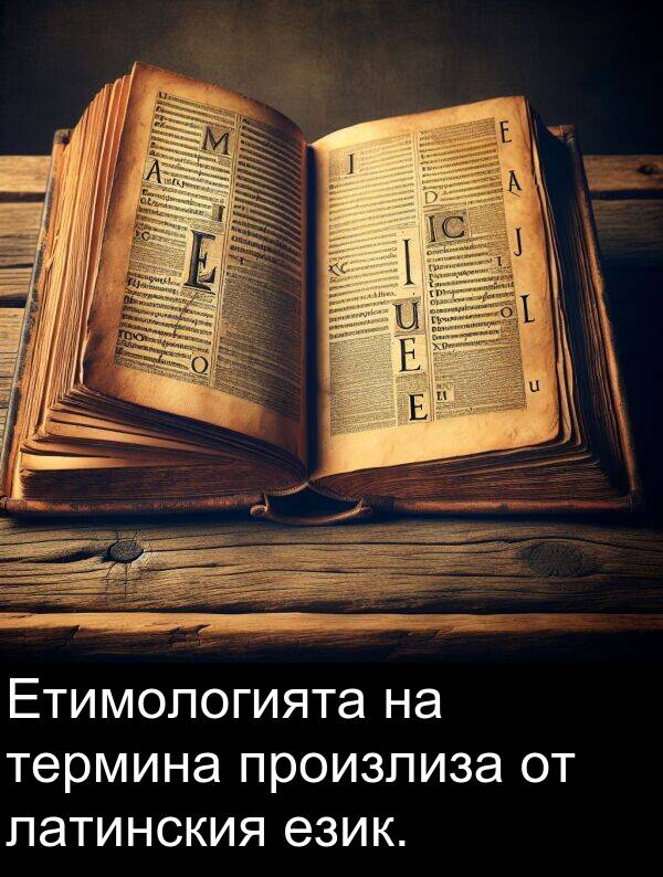 латинския: Етимологията на термина произлиза от латинския език.