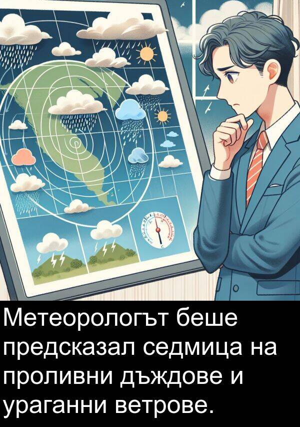дъждове: Метеорологът беше предсказал седмица на проливни дъждове и ураганни ветрове.