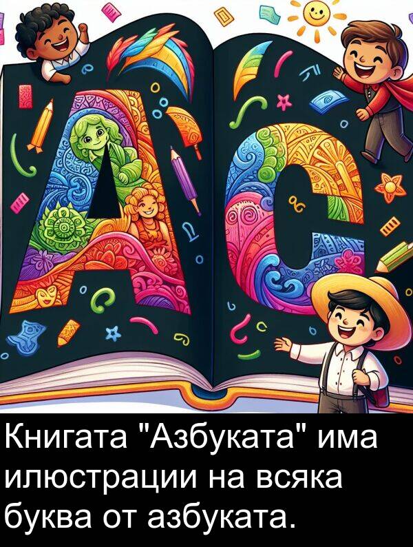 азбуката: Книгата "Азбуката" има илюстрации на всяка буква от азбуката.