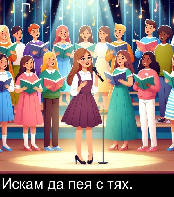 тях: Искам да пея с тях.
