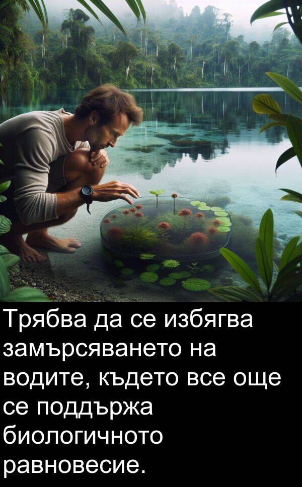 равновесие: Трябва да се избягва замърсяването на водите, където все още се поддържа биологичното равновесие.