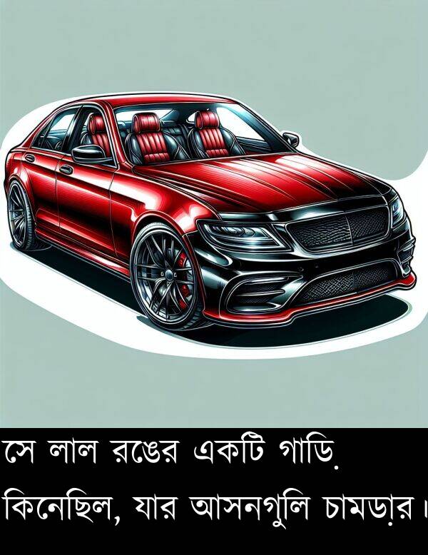 যার: সে লাল রঙের একটি গাড়ি কিনেছিল, যার আসনগুলি চামড়ার।