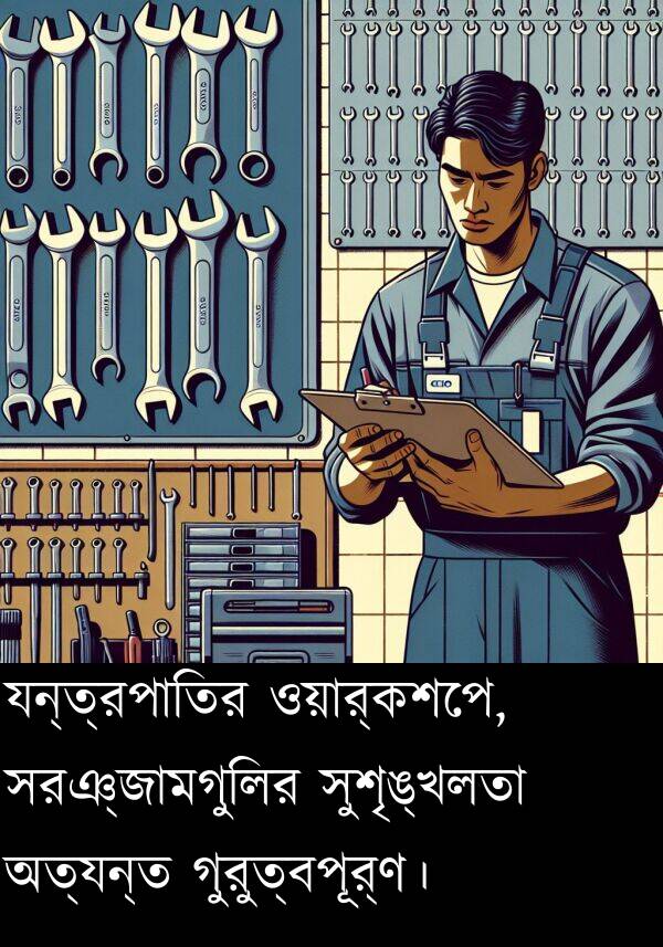 অত্যন্ত: যন্ত্রপাতির ওয়ার্কশপে, সরঞ্জামগুলির সুশৃঙ্খলতা অত্যন্ত গুরুত্বপূর্ণ।