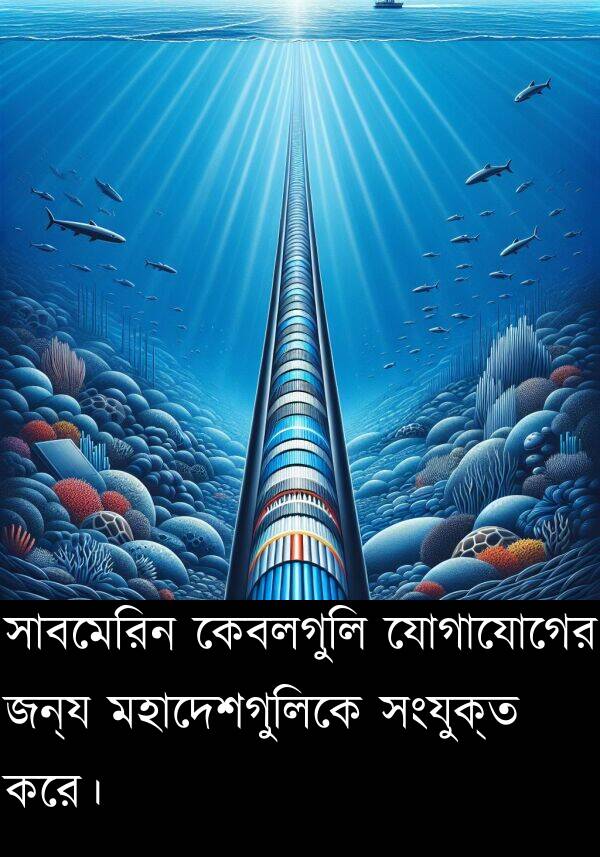 কেবলগুলি: সাবমেরিন কেবলগুলি যোগাযোগের জন্য মহাদেশগুলিকে সংযুক্ত করে।