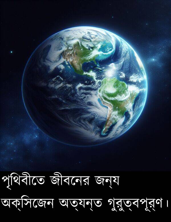পৃথিবীতে: পৃথিবীতে জীবনের জন্য অক্সিজেন অত্যন্ত গুরুত্বপূর্ণ।