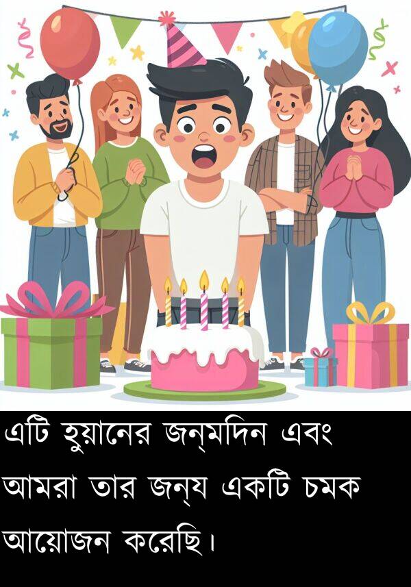 করেছি।: এটি হুয়ানের জন্মদিন এবং আমরা তার জন্য একটি চমক আয়োজন করেছি।