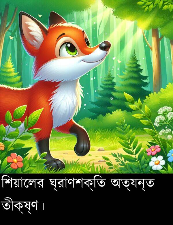 তীক্ষ্ণ।: শিয়ালের ঘ্রাণশক্তি অত্যন্ত তীক্ষ্ণ।