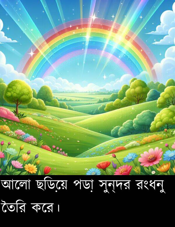 রংধনু: আলো ছড়িয়ে পড়া সুন্দর রংধনু তৈরি করে।