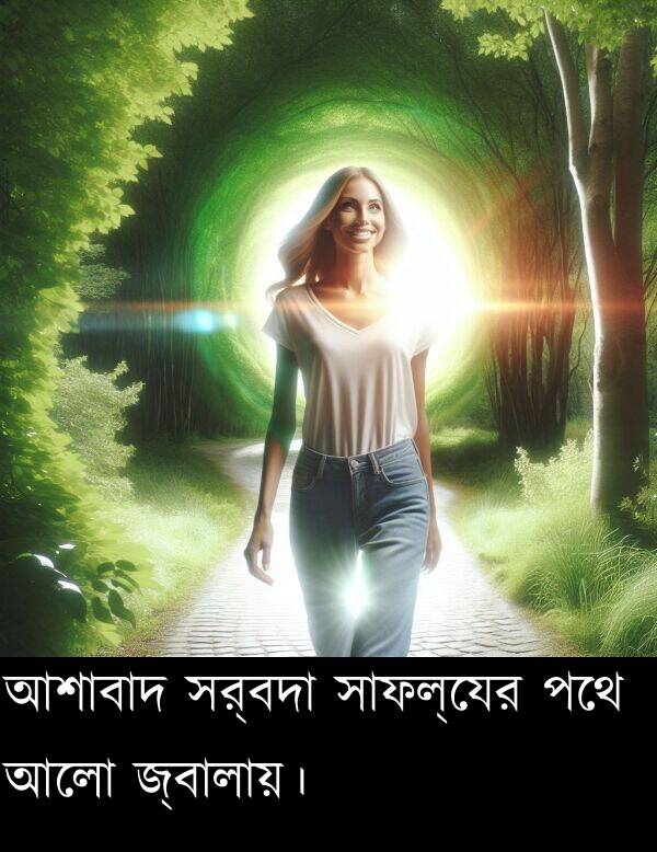 পথে: আশাবাদ সর্বদা সাফল্যের পথে আলো জ্বালায়।