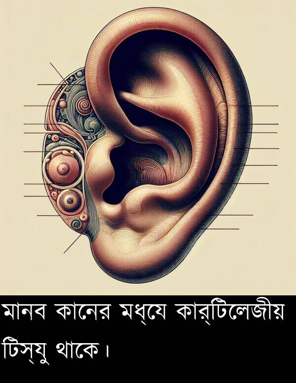 কানের: মানব কানের মধ্যে কার্টিলেজীয় টিস্যু থাকে।