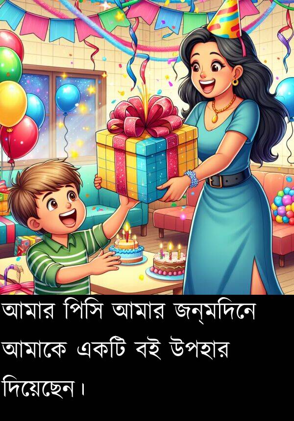 পিসি: আমার পিসি আমার জন্মদিনে আমাকে একটি বই উপহার দিয়েছেন।