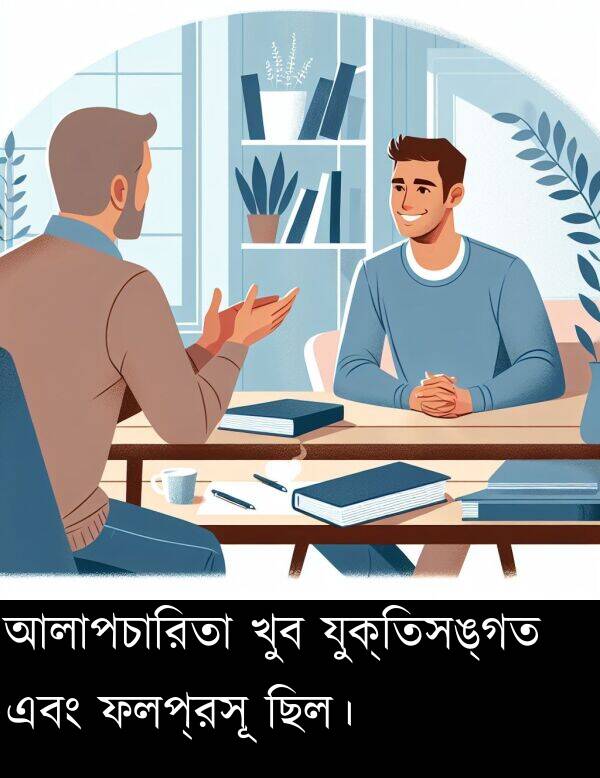 ফলপ্রসূ: আলাপচারিতা খুব যুক্তিসঙ্গত এবং ফলপ্রসূ ছিল।