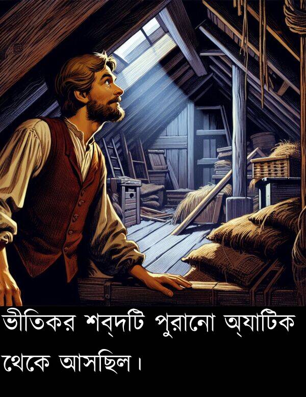 পুরানো: ভীতিকর শব্দটি পুরানো অ্যাটিক থেকে আসছিল।