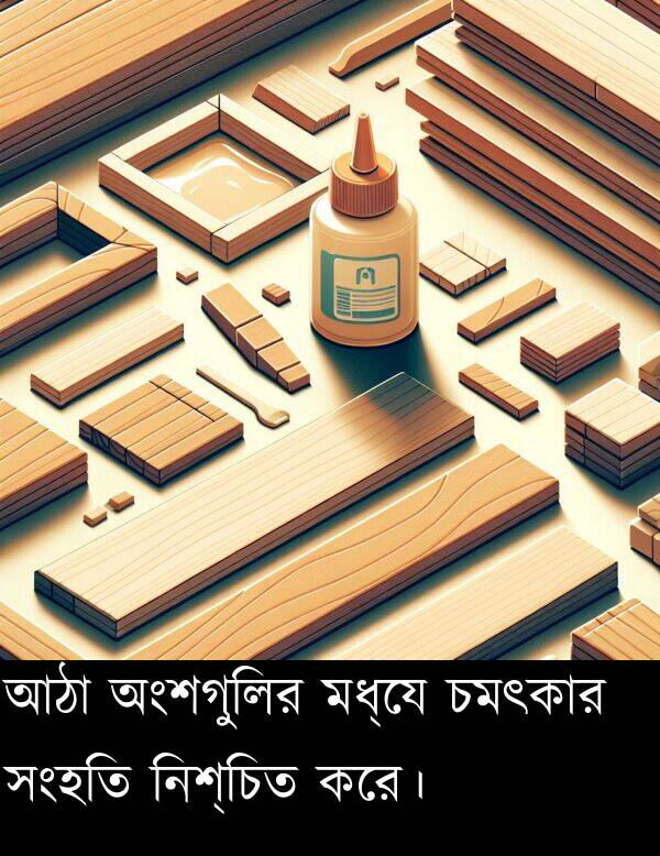 অংশগুলির: আঠা অংশগুলির মধ্যে চমৎকার সংহতি নিশ্চিত করে।