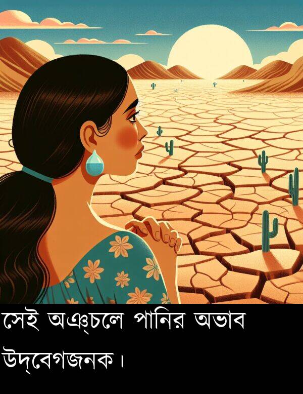 উদ্বেগজনক।: সেই অঞ্চলে পানির অভাব উদ্বেগজনক।