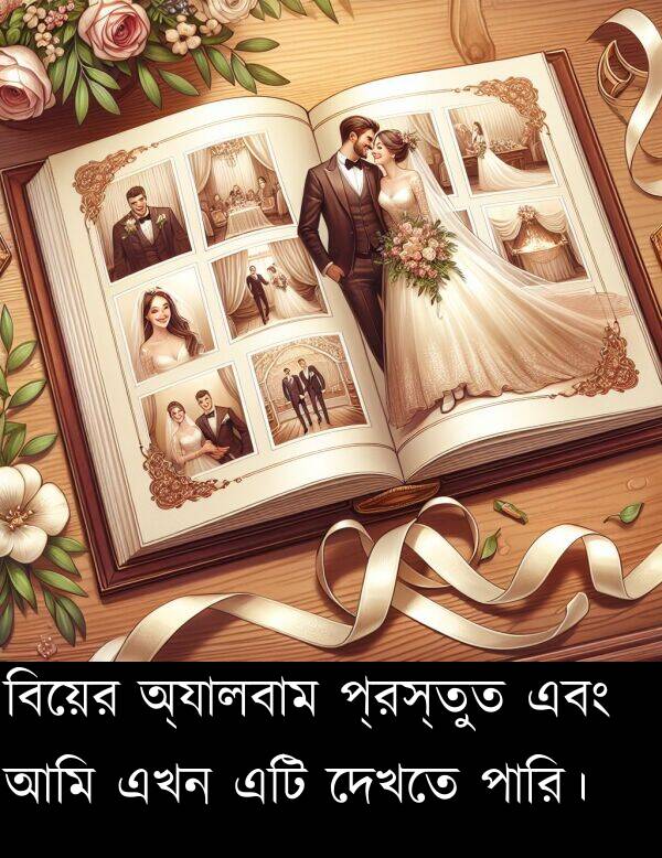 অ্যালবাম: বিয়ের অ্যালবাম প্রস্তুত এবং আমি এখন এটি দেখতে পারি।