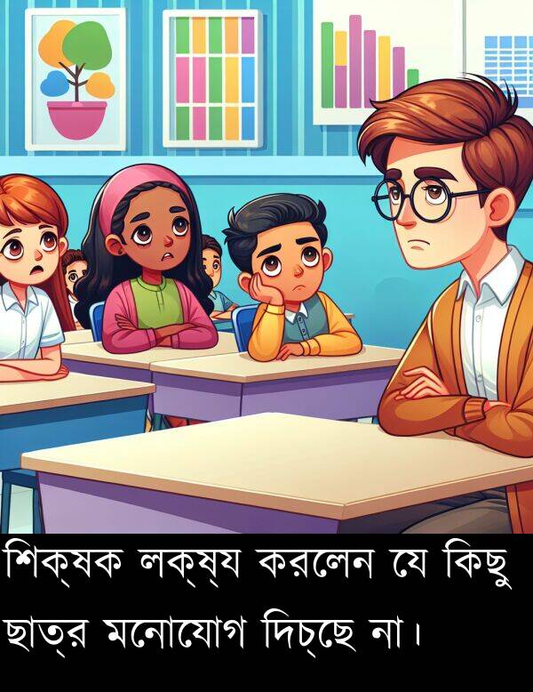 কিছু: শিক্ষক লক্ষ্য করলেন যে কিছু ছাত্র মনোযোগ দিচ্ছে না।