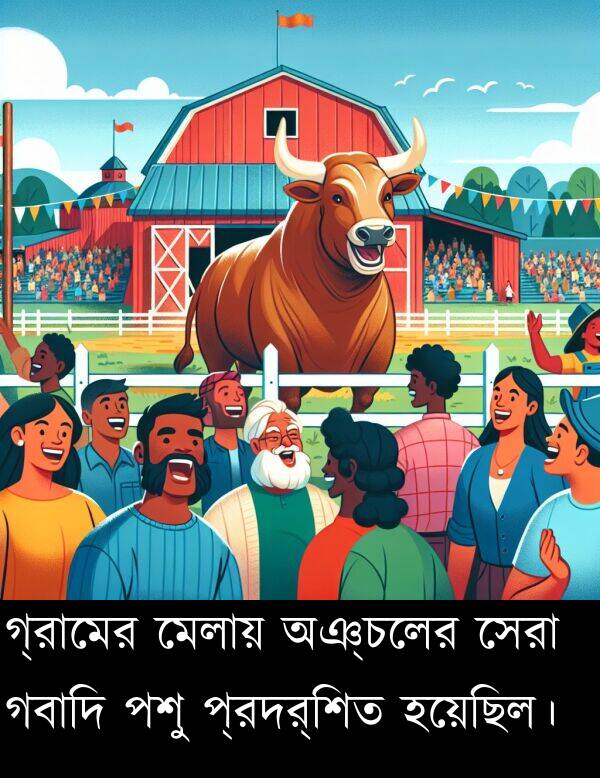 মেলায়: গ্রামের মেলায় অঞ্চলের সেরা গবাদি পশু প্রদর্শিত হয়েছিল।