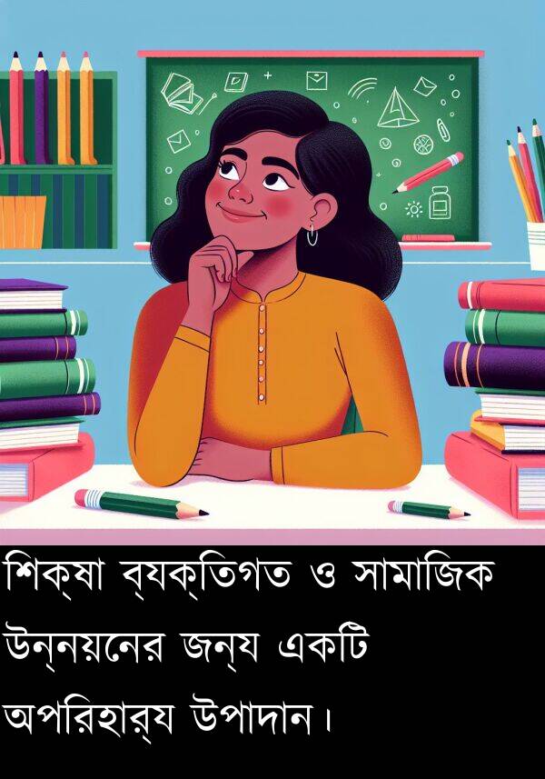 উপাদান।: শিক্ষা ব্যক্তিগত ও সামাজিক উন্নয়নের জন্য একটি অপরিহার্য উপাদান।