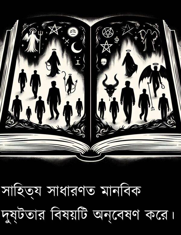 দুষ্টতার: সাহিত্য সাধারণত মানবিক দুষ্টতার বিষয়টি অন্বেষণ করে।