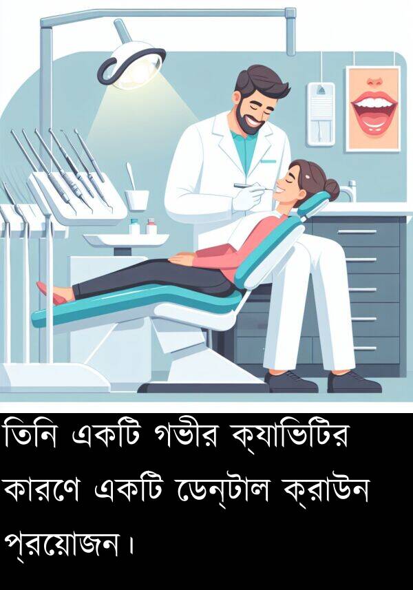 ডেন্টাল: তিনি একটি গভীর ক্যাভিটির কারণে একটি ডেন্টাল ক্রাউন প্রয়োজন।