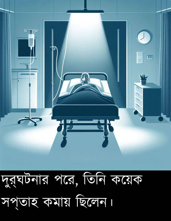 কমায়: দুর্ঘটনার পরে, তিনি কয়েক সপ্তাহ কমায় ছিলেন।