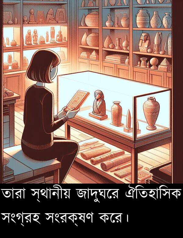 সংরক্ষণ: তারা স্থানীয় জাদুঘরে ঐতিহাসিক সংগ্রহ সংরক্ষণ করে।