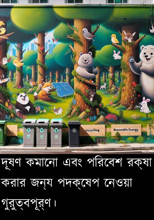 নেওয়া: দূষণ কমানো এবং পরিবেশ রক্ষা করার জন্য পদক্ষেপ নেওয়া গুরুত্বপূর্ণ।